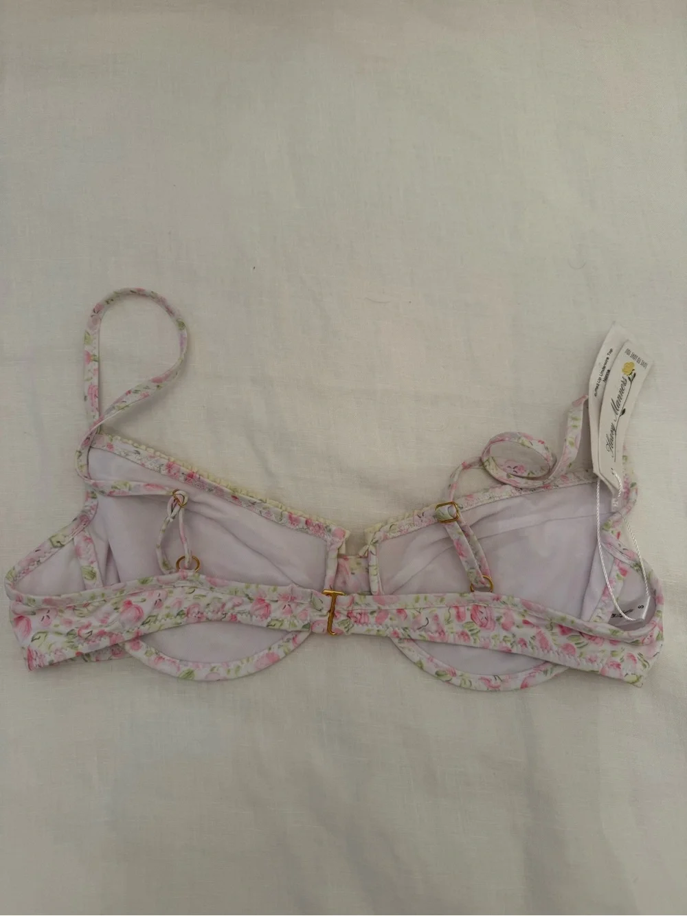 Heavy Manners Ruffled Up Floral Pink Underwire Bikini Top